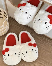 Sanrio Plush Slippers Hello Kittys Kawaii Cute Student Autumn Winter Bedroom Soft Padded Plush Bedroom Aldult Shoes Girls Xmas
