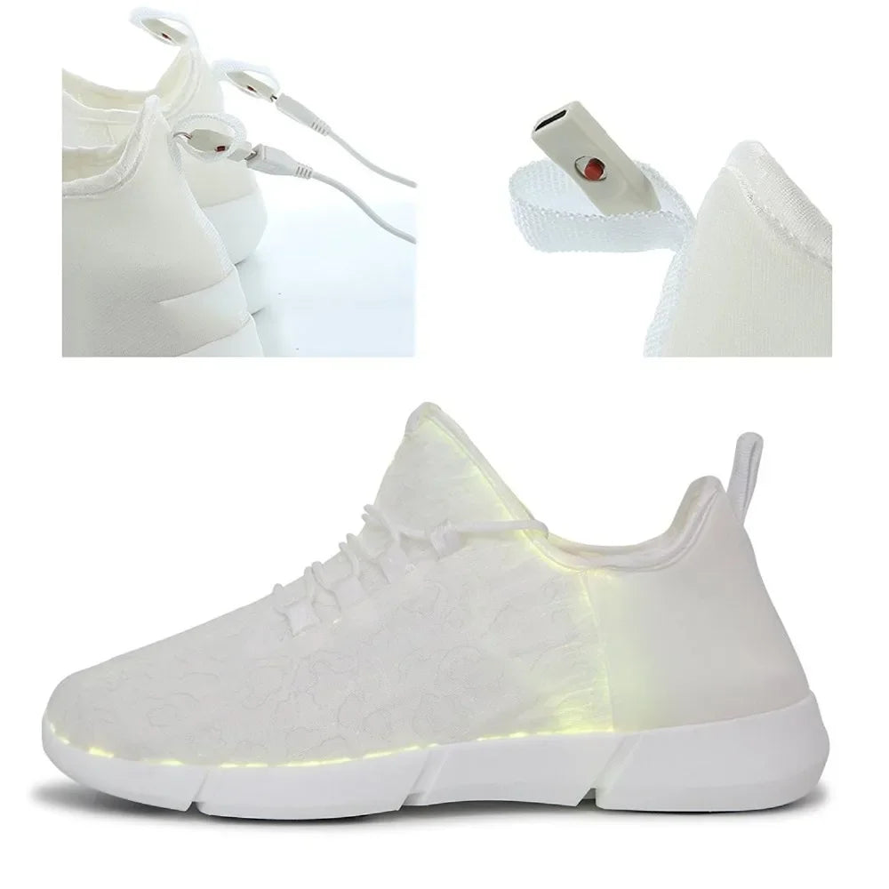 Luminous Sneaker Boy Men Women LED Light Shoes Girl Glowing Children Flashing With Light Adult USB Charge Kids Fiber Optic Shoes