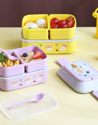 Cute Portable Lunch Box for Girls School Kids Plastic Picnic Bento Box Microwave Food Box with Compartments Storage Containers
