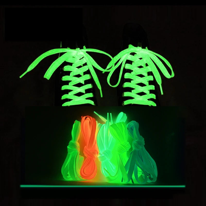 1 Pair Luminous Shoelaces Flat Sneakers Canvas Shoe Laces Glow In The Dark Night Color Fluorescent Shoelace 80/100/120/140cm