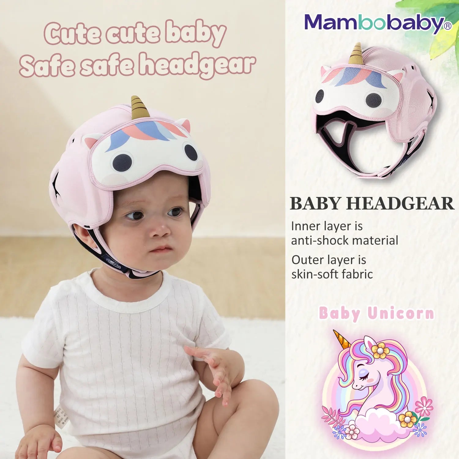 Mambobaby Safe Anti-Shock Baby Helmet Toddler Head Protector Headgear for Infant Learn Crawl, Walk Prevent Injury from Bump Fall