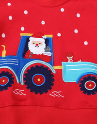 Little maven Baby Boys Girls Christmas Kids Clothes Festive Tops Embroidery Cartoon Tractor Santa Claus Sweatshirts Unisex hoody
