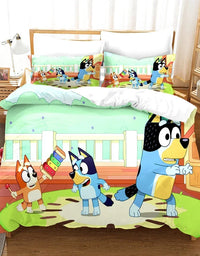 Bluey Kids Bedding Set Kawaii Cartoon Dog Duvet Cover Anime Bingo Pillowcase Kids Comfortable Bed Set Full Twin Queen King
