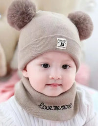 Winter Children Warm Baby Knitted Hats with Pom Pom Kids Knit Beanie Hats Solid Color Children's Hat for Boys Girls Accessories
