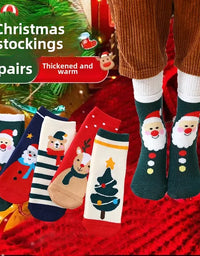 Winter Kids Socks Thickened Knitwear Christmas Special Edition Boys Girls Baby Cute Cartoon Design Thickened Warm Socks
