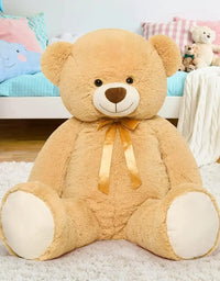 Tezituor Big Teddy Bear,52'' Giant Stuffed Animal Plush,Light Brown Soft Gifts for Valentine, Christmas, Birthday.
