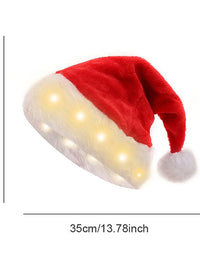 Funny LED Light Up Christmas Hat Plush Santa Hats with Bright Lights New Year Festive Holiday Party Supplies for Adults Kids
