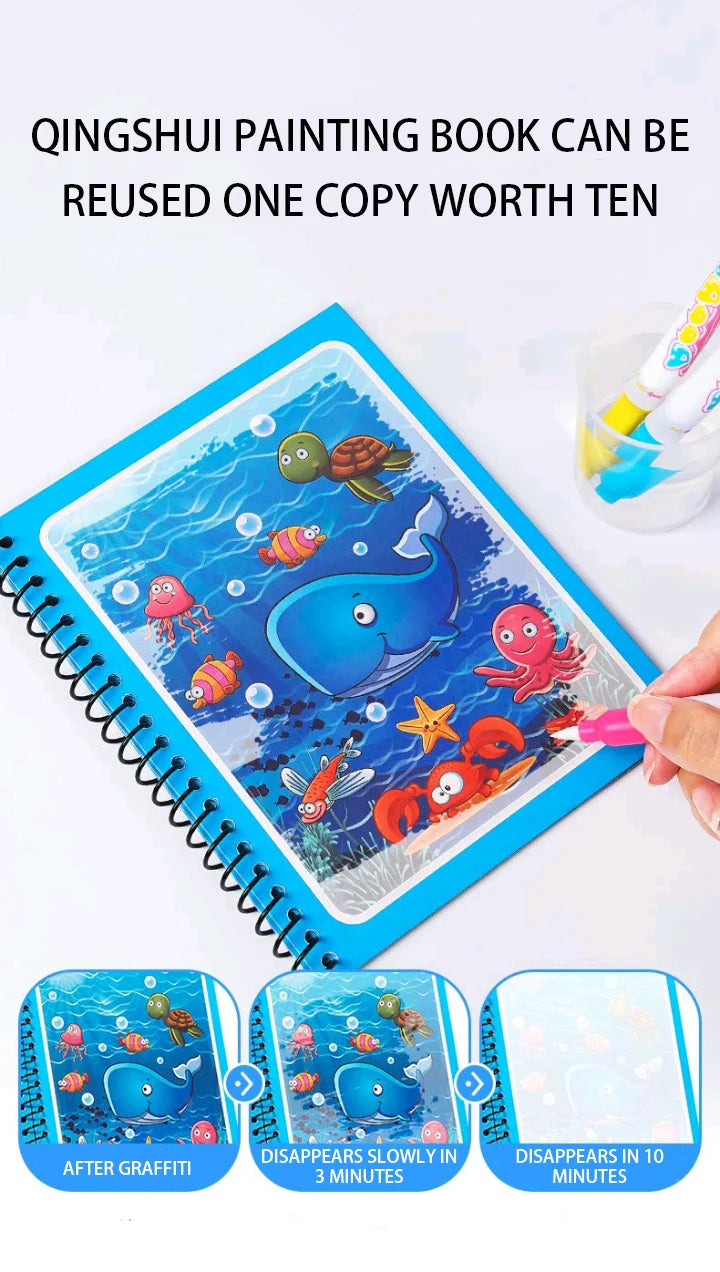 Magical Book Water Drawing Montessori Toys Reusable Coloring Book Magic Water Drawing Book Sensory Early Education for Children