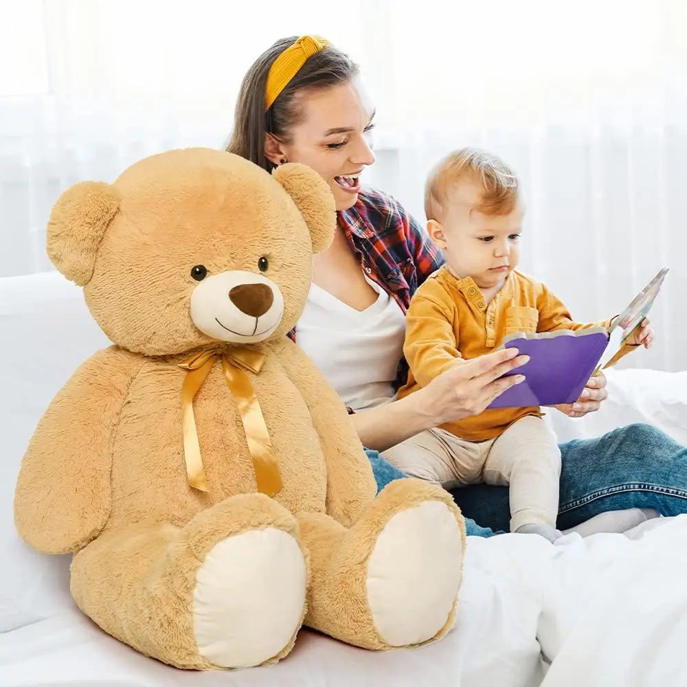 Tezituor Big Teddy Bear,52'' Giant Stuffed Animal Plush,Light Brown Soft Gifts for Valentine, Christmas, Birthday.