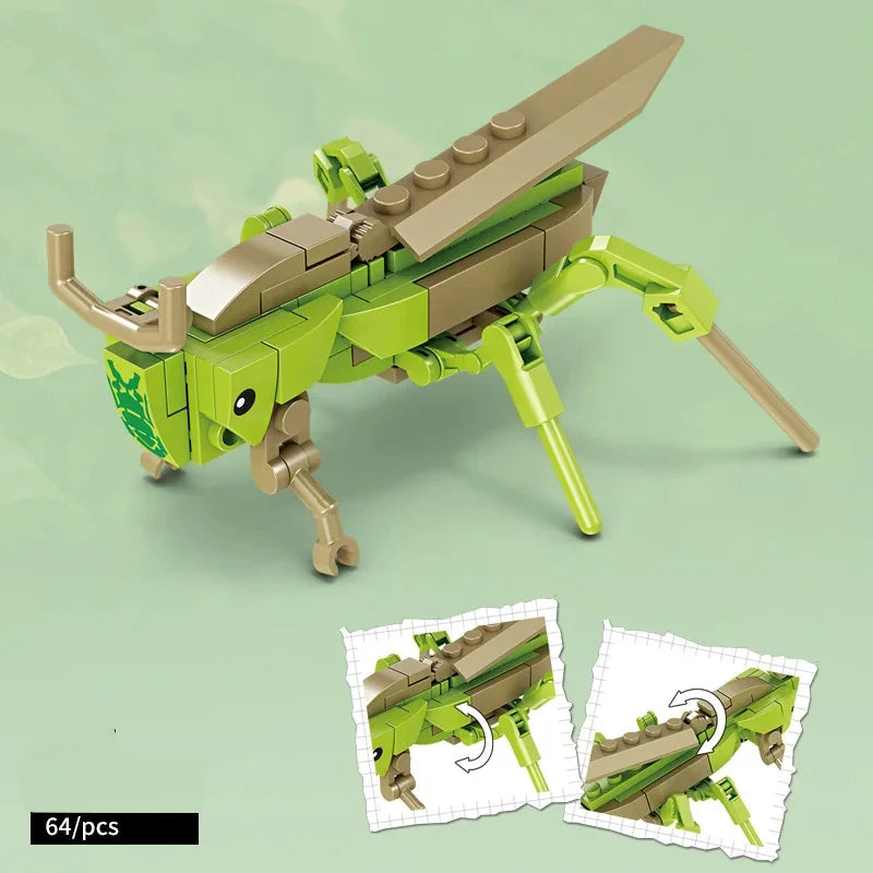 City Creativity Animal Insect Bees Dragonflies Ants Mantis Ladybugs Snails Model Building Blocks Bricks Toys For Gift