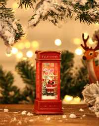 Christmas Decorations Snow Globe Lantern Telephone Booth Designed Christmas Luminous Ornament for Bar KTV Decoration Snow Globe
