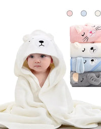 Toddler Bathrobe Infant Bath Towel Boy Girl Blankets Swaddle With Hood Cartoon Coral Fleece Towel Blanket Newborn Kids Bedding
