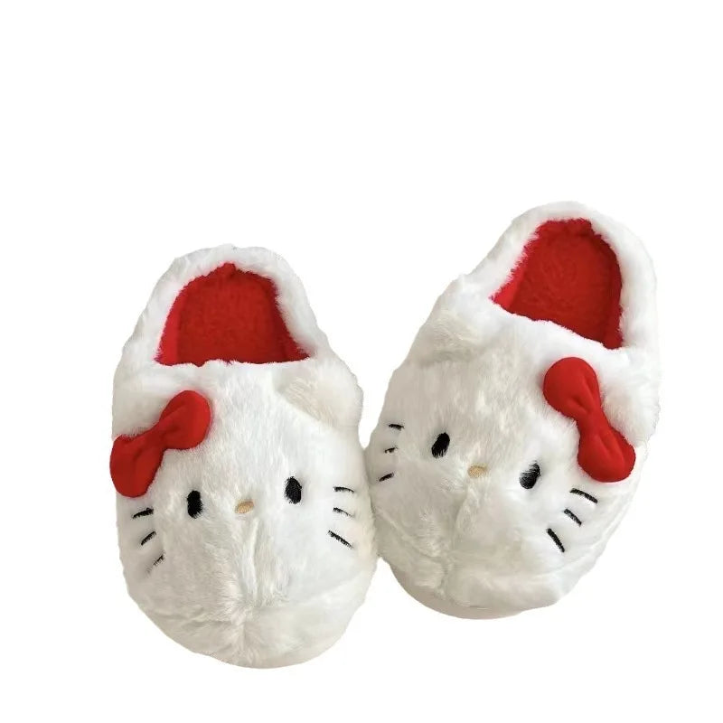 Sanrio Plush Slippers Hello Kittys Kawaii Cute Student Autumn Winter Bedroom Soft Padded Plush Bedroom Aldult Shoes Girls Xmas