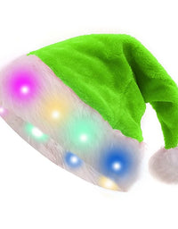 Funny LED Light Up Christmas Hat Plush Santa Hats with Bright Lights New Year Festive Holiday Party Supplies for Adults Kids
