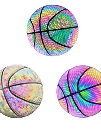 PU Basketball Reflective Ball Glowing Durable Basketball Luminous Luminous Basketballs Gifts Toys For Indoor Outdoor Night Game
