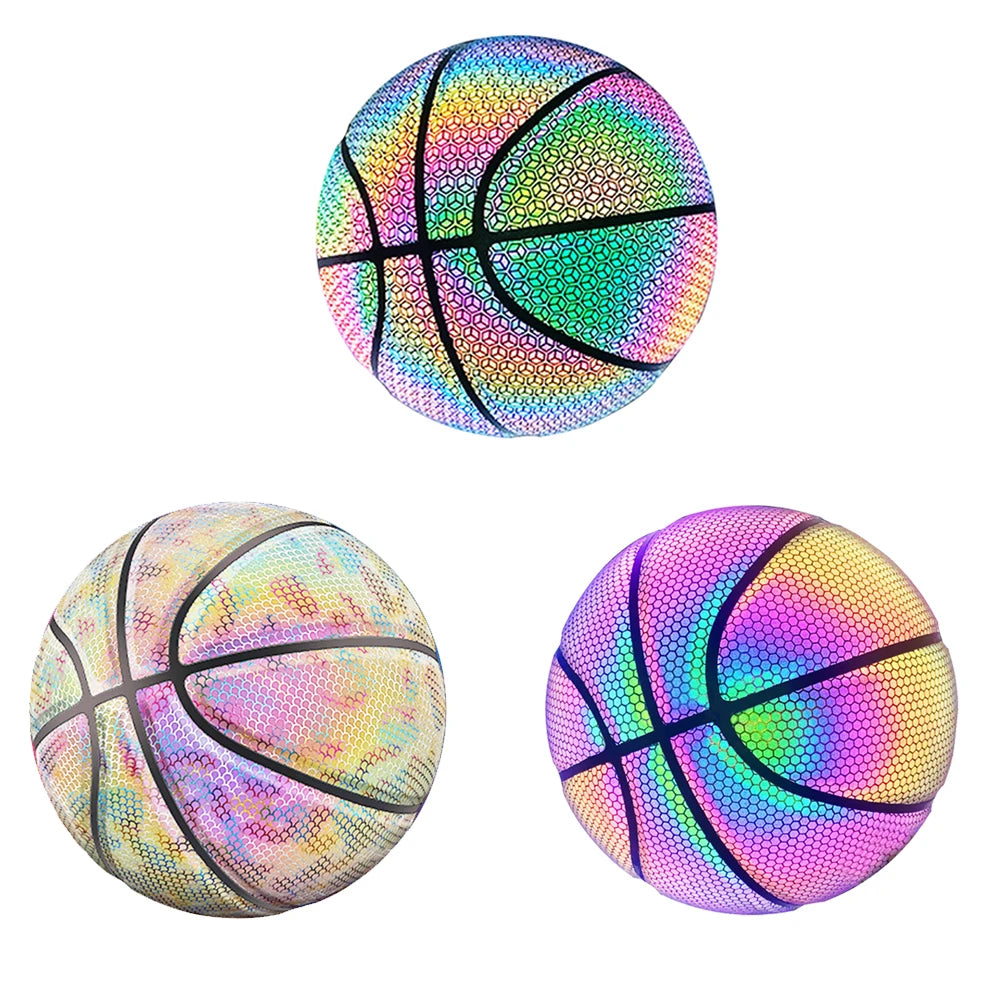 PU Basketball Reflective Ball Glowing Durable Basketball Luminous Luminous Basketballs Gifts Toys For Indoor Outdoor Night Game