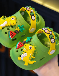 Summer Childrens Slippers Hole Kids Sandals Soft Anti-Skid Cartoon Dinosaur DIY Design Indoor Anti-Slip Boys Girls Beach Shoes
