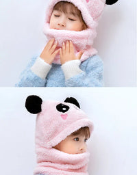 Hat for Girls Boys Scarf Thicken Cap Winter Hat for Kids Newborn Baby Stuff Children Hat Plus Fleece Kids Caps 1-18Years
