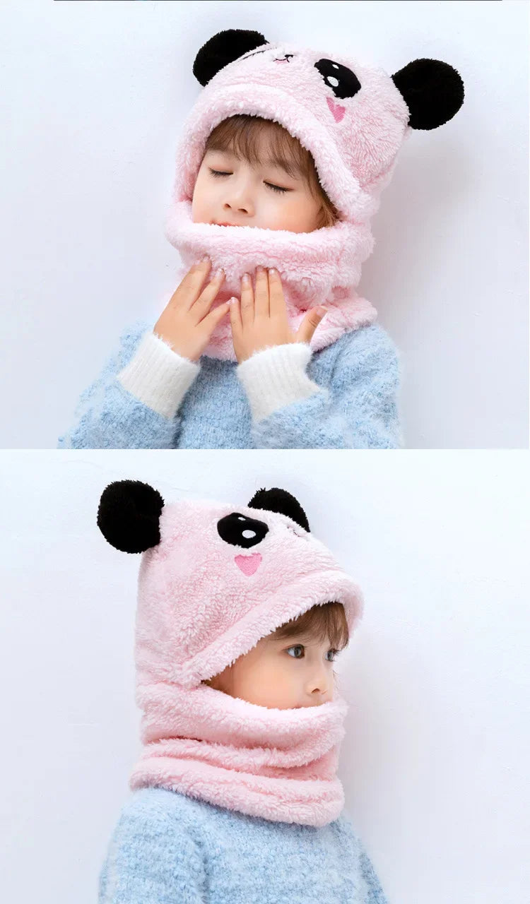 Hat for Girls Boys Scarf Thicken Cap Winter Hat for Kids Newborn Baby Stuff Children Hat Plus Fleece Kids Caps 1-18Years