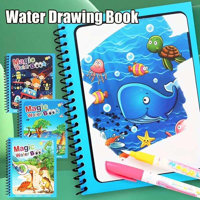 Magical Book Water Drawing Montessori Toys Reusable Coloring Book Early Education Toys Dinosaur Princess Ocean World Letters