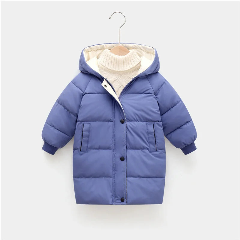 Kids Down Long Outerwear Winter Autumn Teen Cotton Clothes Boys Girls Cotton-Padded Parka Coats Big Children Thicken Warm Jacket