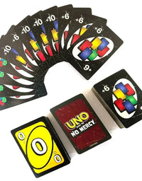 Mattel Games UNO  NO MERCY  Card Game for Family Night Featuring Tv Show Themed Graphics and a Special Rule for 2-10 Players
