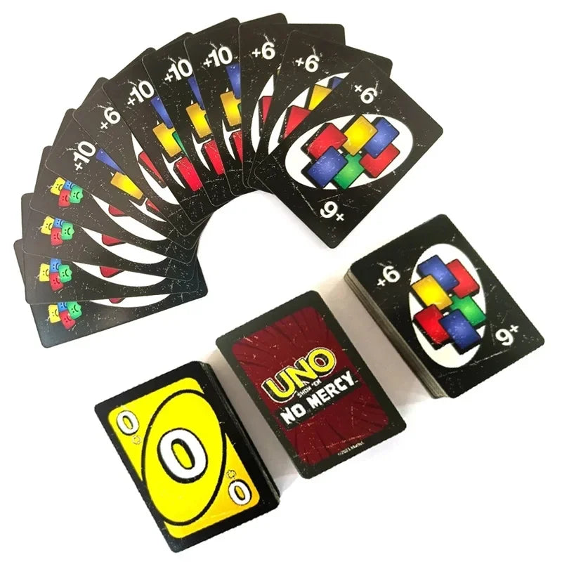 Mattel Games UNO  NO MERCY  Card Game for Family Night Featuring Tv Show Themed Graphics and a Special Rule for 2-10 Players