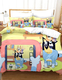 Bluey Kids Bedding Set Kawaii Cartoon Dog Duvet Cover Anime Bingo Pillowcase Kids Comfortable Bed Set Full Twin Queen King
