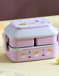 Cute Portable Lunch Box for Girls School Kids Plastic Picnic Bento Box Microwave Food Box with Compartments Storage Containers
