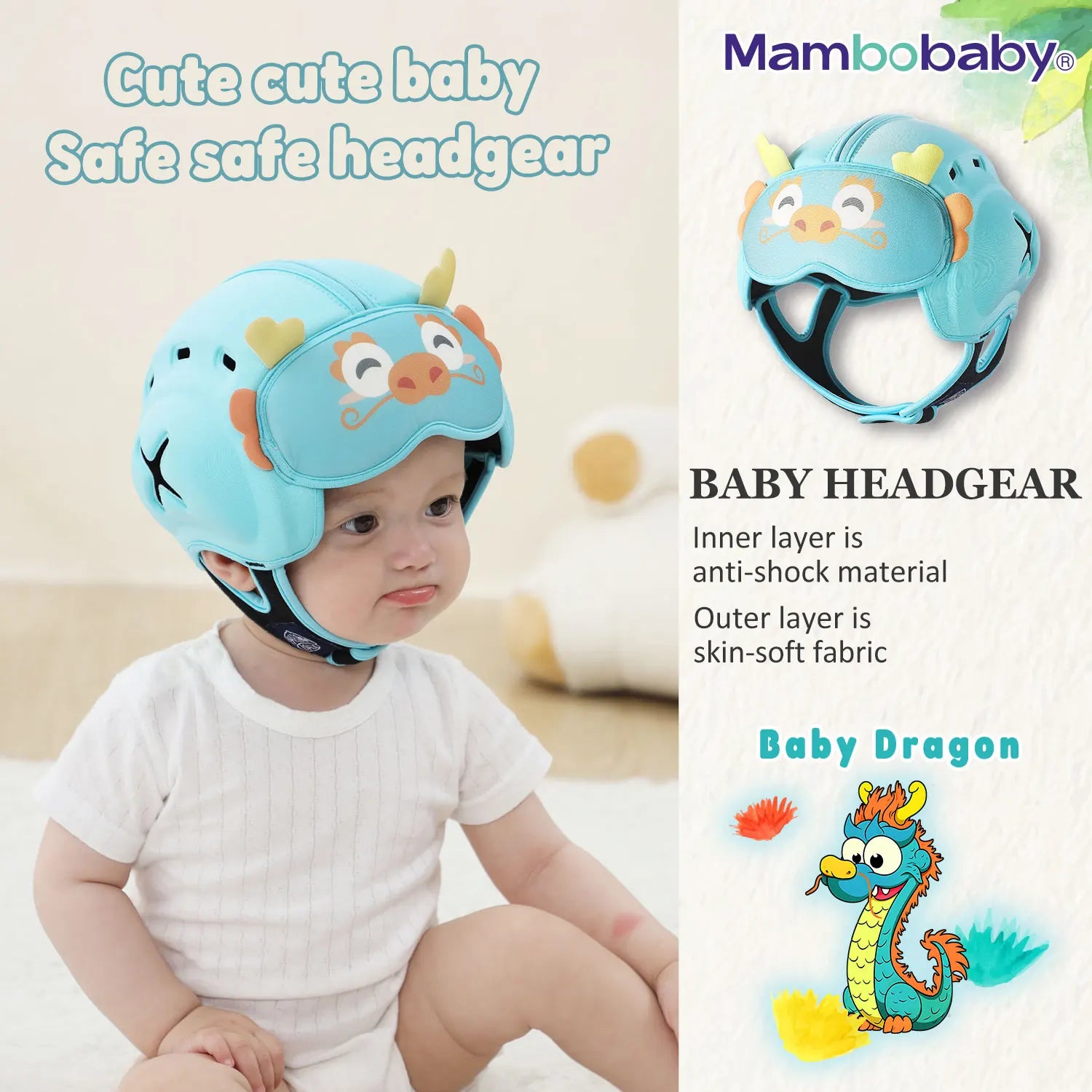 Mambobaby Safe Anti-Shock Baby Helmet Toddler Head Protector Headgear for Infant Learn Crawl, Walk Prevent Injury from Bump Fall