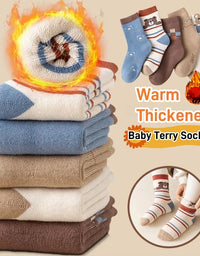 5 Pairs Baby Socks Winter Socks Thick Thermal Warm Socks Kids Cartoon Bear Cotton Socks For Boys Infant Snow Boot Calf Sock
