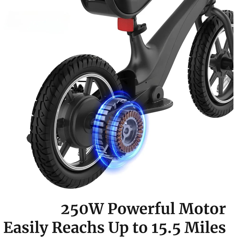 Electric Bike for Kids,250W 12MPH14"15.5Miles Max Range and Adjustable Seat,Balance Bike for Kid 5-8 Years,Electric Balance Bike