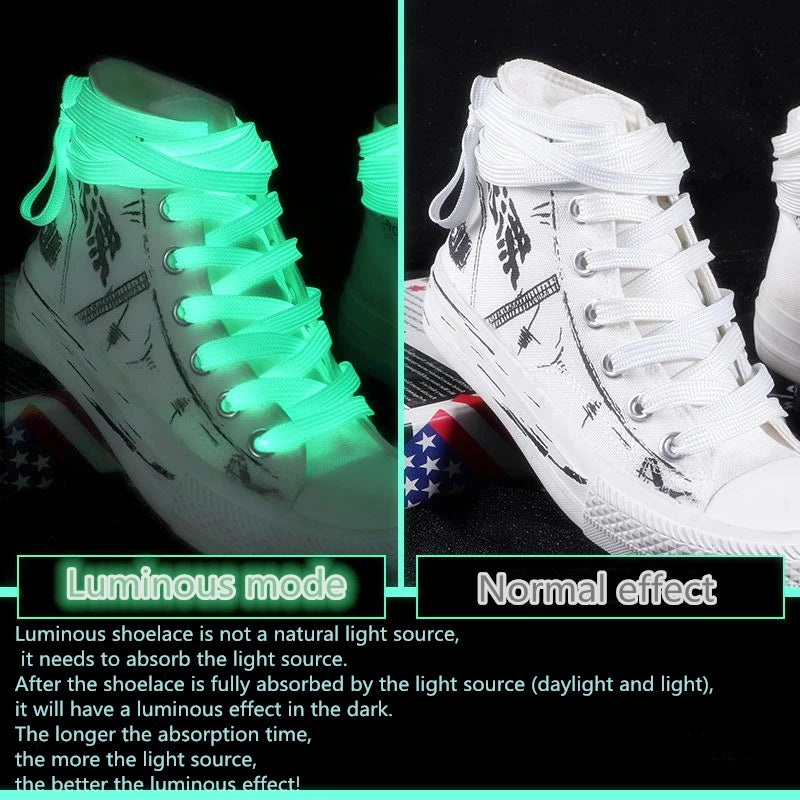 1 Pair Luminous Shoelaces Flat Sneakers Canvas Shoe Laces Glow In The Dark Night Color Fluorescent Shoelace 80/100/120/140cm