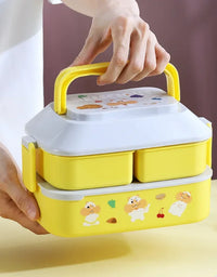 Cute Portable Lunch Box for Girls School Kids Plastic Picnic Bento Box Microwave Food Box with Compartments Storage Containers
