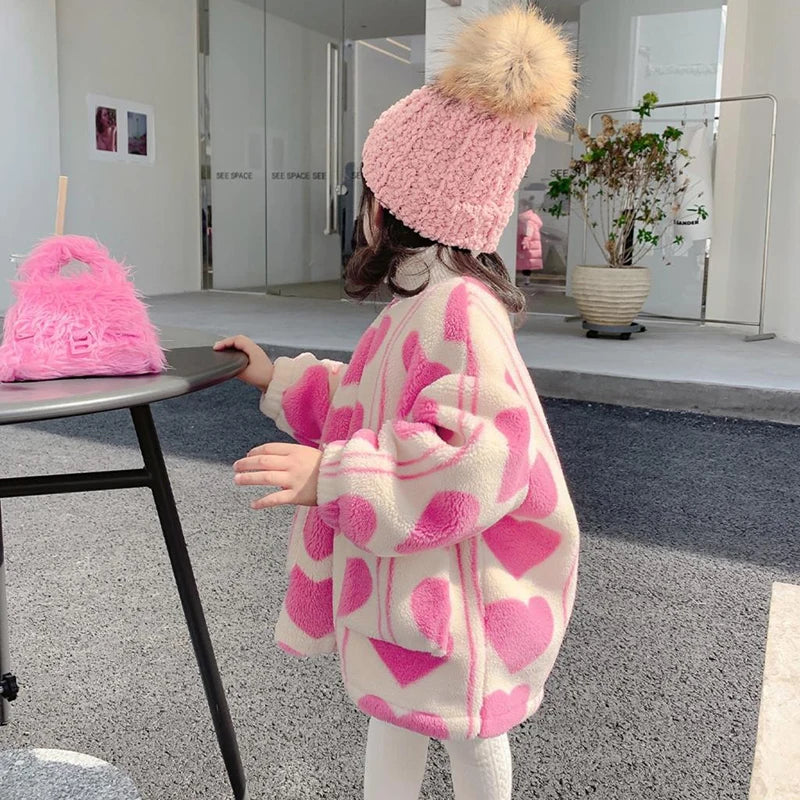 2 3 4 5 6 7 8 Years Plush Girls Jacket Autumn And Winter Keep Warm Outerwear Fashion Little Princess Christmas Coat Kids Clothes