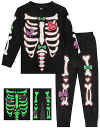 Kids Skeleton Pajamas Halloween Pjs Toddler Boys Girls Unicorn Glow in The Dark Sleepwear Infant Carnival Clothes Set 2 PCS
