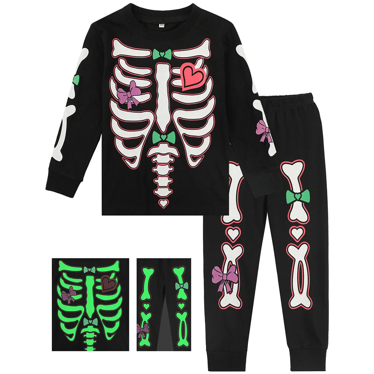 Kids Skeleton Pajamas Halloween Pjs Toddler Boys Girls Unicorn Glow in The Dark Sleepwear Infant Carnival Clothes Set 2 PCS