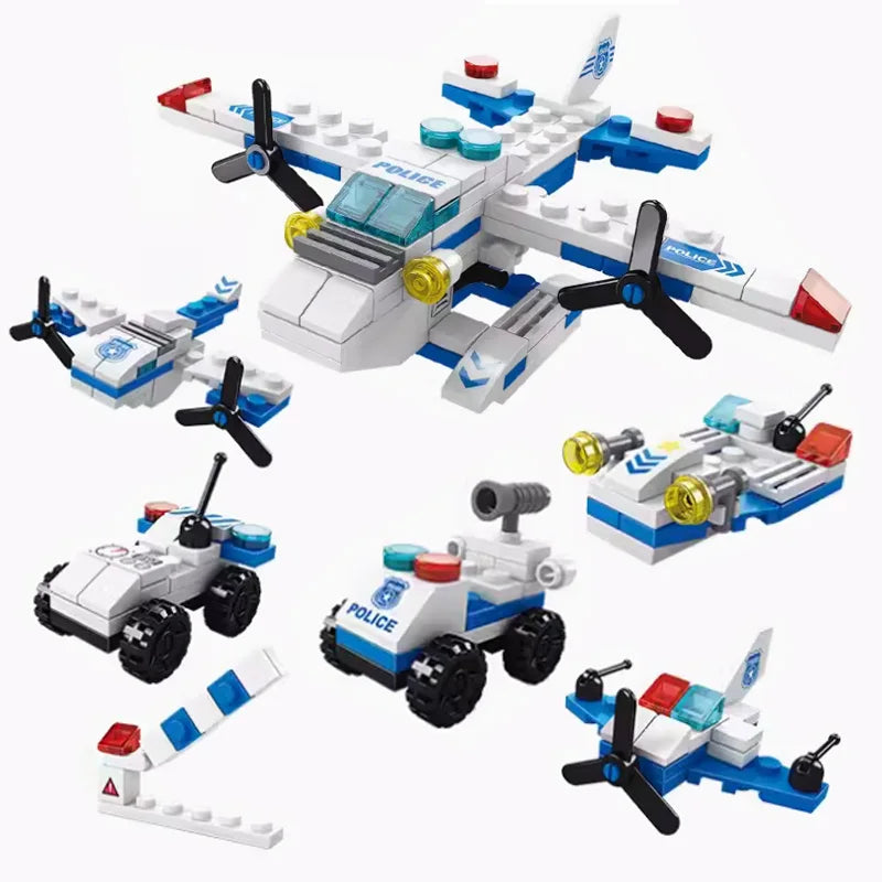 Children's puzzle assembly blocks  fire trucks  police cars  ambulances  planes  tanks  boys  birthday gift models  ornaments