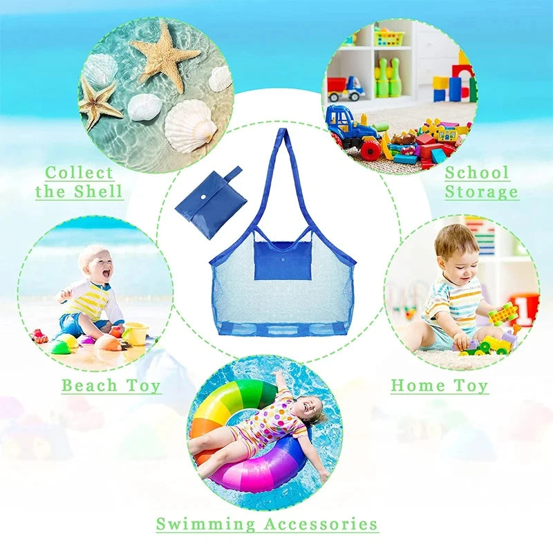 Children Sand Away Protable Mesh Bag Kids Toys Storage Bags Swimming Large Beach Bag Clothes Toy Storage Sundries Backpack