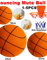 1-5pcs Bouncing Mute Ball Indoor Silent Basketball with Hoop High-Resilience Lightweight Foam Basketball 18/21/24cm Kids Gifts
