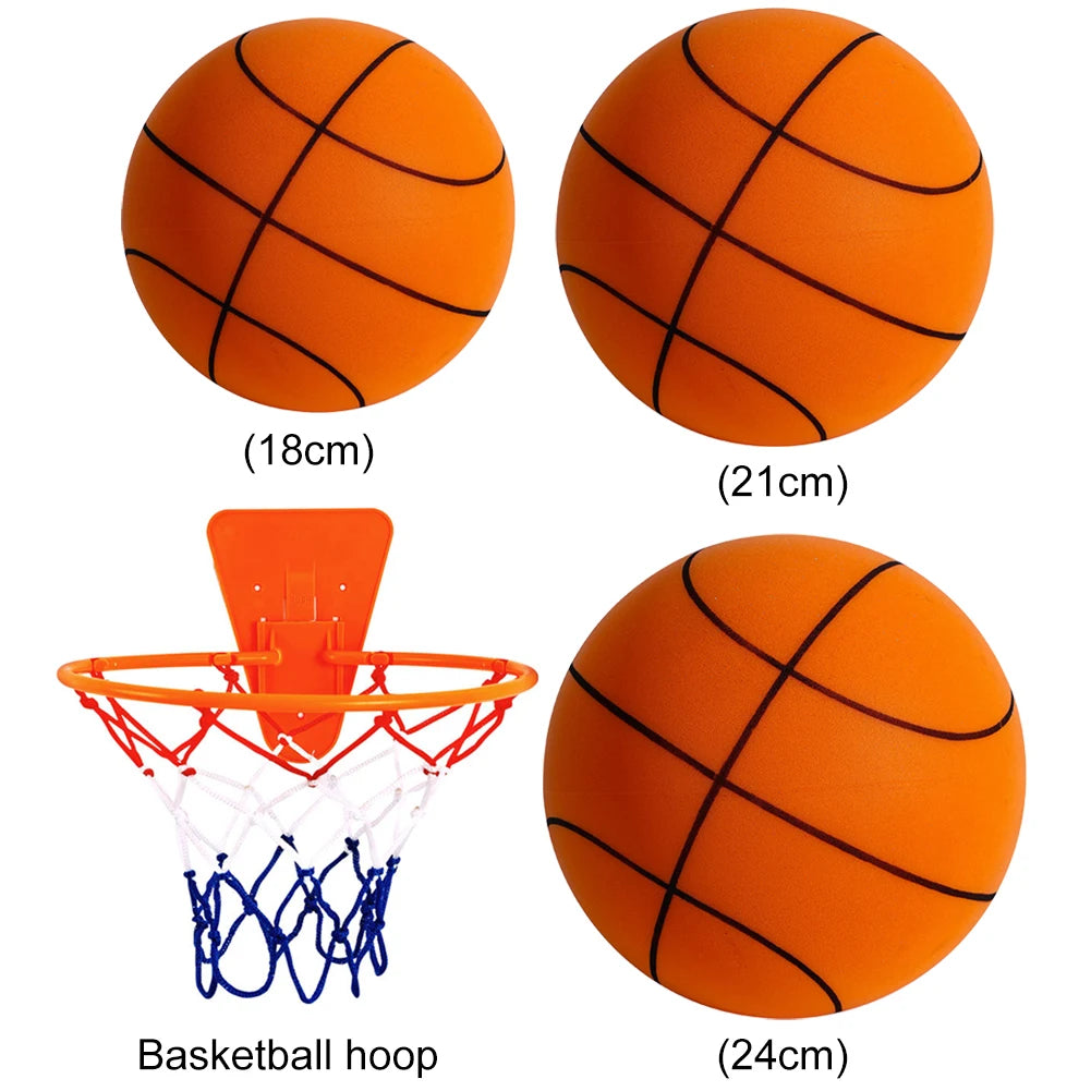 1-5pcs Bouncing Mute Ball Indoor Silent Basketball with Hoop High-Resilience Lightweight Foam Basketball 18/21/24cm Kids Gifts