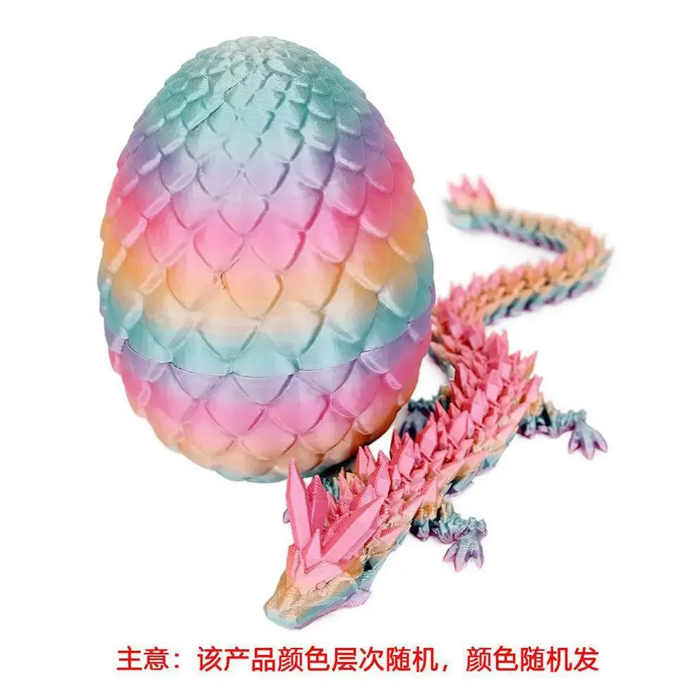 3D Printed Dragon Egg with Dragon Full Articulated Dragon Modle Movable Rotatable Articulated Desktop Ornament Kid Toy