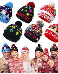 Christmas Hat Year Xmas Party Decor Creative Flashing Led Light Snowman Winter Warm Color Knitted Cap Christmas Gift Christmas
