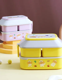 Cute Portable Lunch Box for Girls School Kids Plastic Picnic Bento Box Microwave Food Box with Compartments Storage Containers
