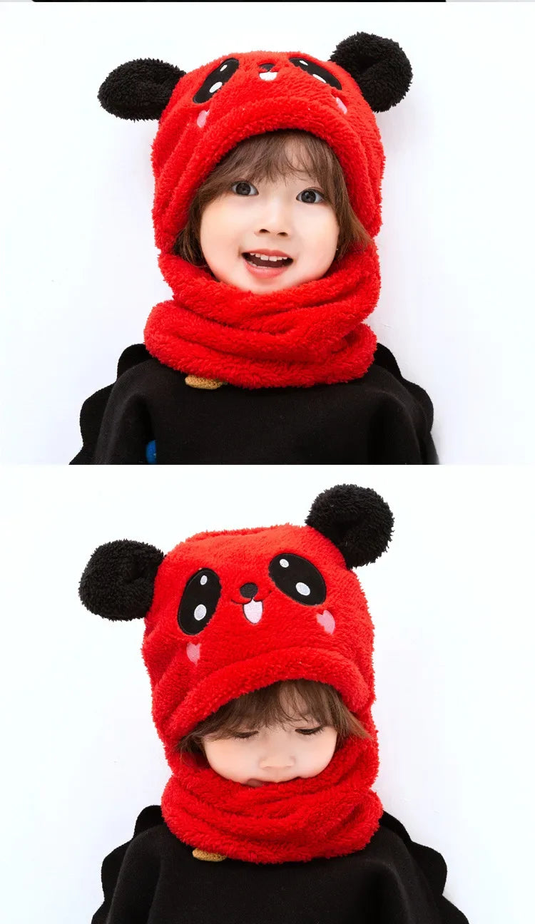 Hat for Girls Boys Scarf Thicken Cap Winter Hat for Kids Newborn Baby Stuff Children Hat Plus Fleece Kids Caps 1-18Years