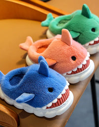 Children's Cotton Slippers for Boys and Girls Cute Cartoon Shark Slippers Autumn and Winter Home Indoor Baby Thick-soled Slip...
