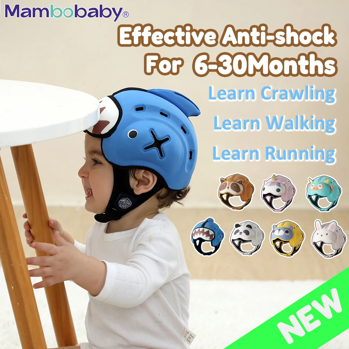 Mambobaby Safe Anti-Shock Baby Helmet Toddler Head Protector Headgear for Infant Learn Crawl, Walk Prevent Injury from Bump Fall