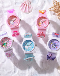 New Sanrio Silicone Watch Kawaii Cartoon Cinnamoroll Hello Kitty Melody Kuromi Quartz Watches Cute Anime Birthday Gifts for Kids
