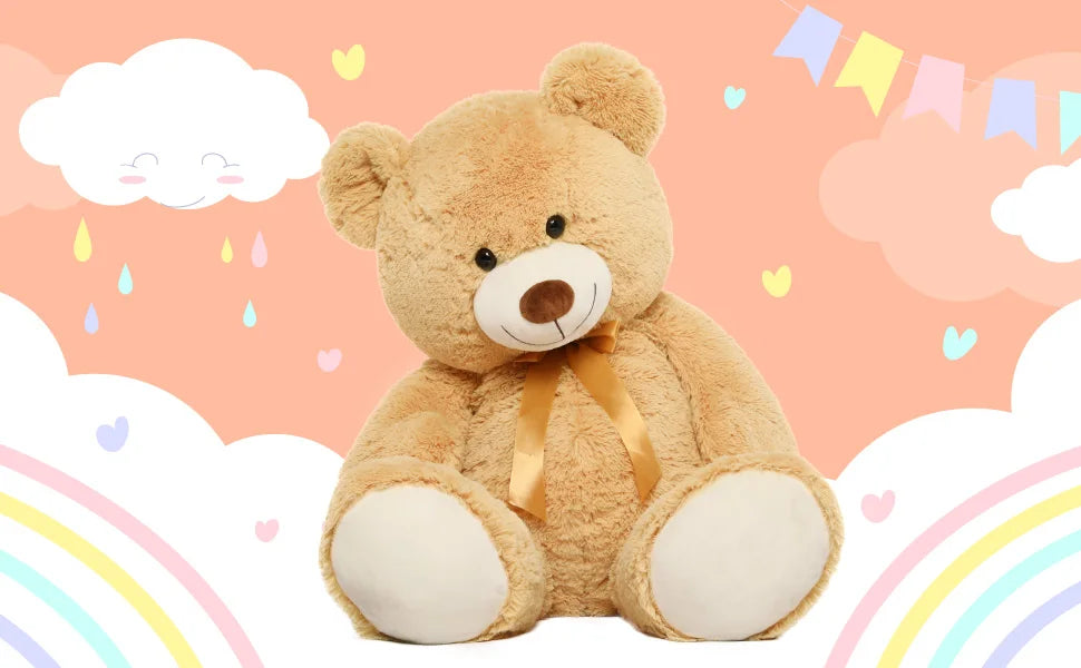 Tezituor Big Teddy Bear,52'' Giant Stuffed Animal Plush,Light Brown Soft Gifts for Valentine, Christmas, Birthday.