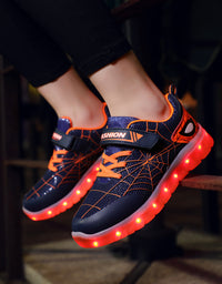 Size 26-37 Kids Led USB Recharge Glowing Shoes Children's Hook Loop - TryKid
